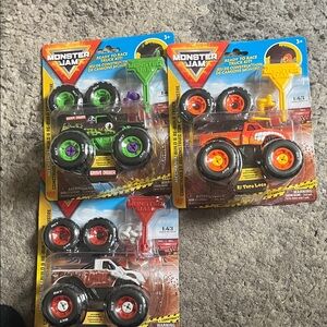 3pack Grave Digger,zombie  and El Toro Loco mechanic Toy Trucks 1.43 scale